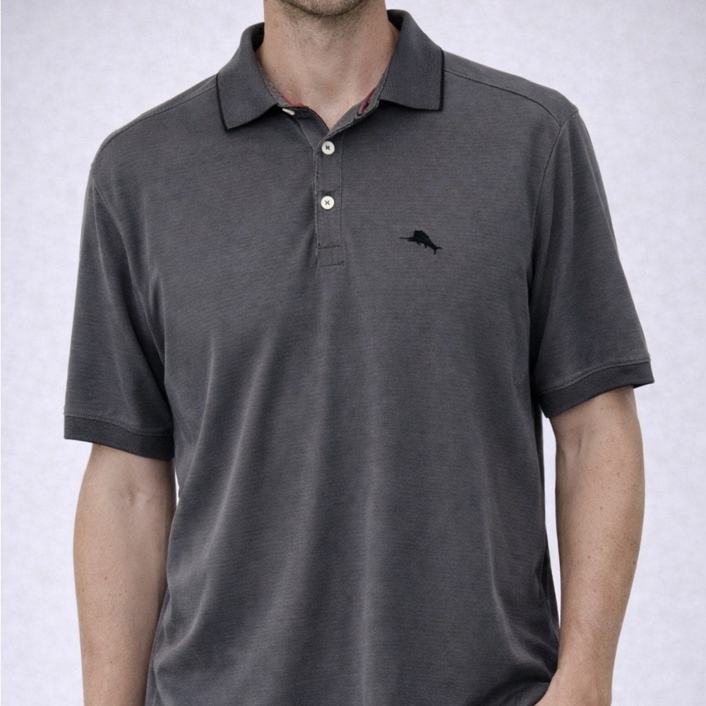 Tommy Bahama Coastal Crest Charcoal Gray Island Zone Polo Small